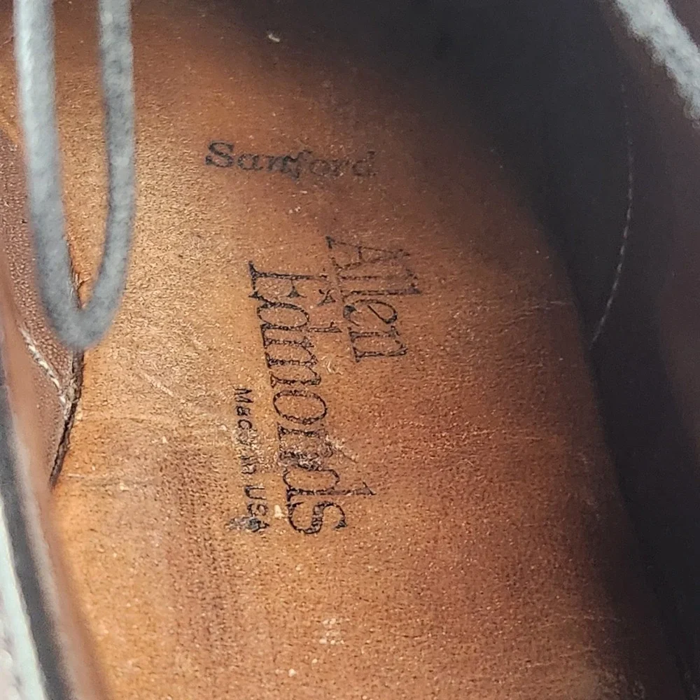 Allen Edmonds Sanford Shoes Mens Size 9.5‎ Black Oxford Brogue Dress Leather USA